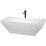 Wyndham Collection - Maryam 71 Inch Freestanding Bathtub in White with Shiny White Trim and Floor Mounted Faucet in Matte Black