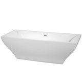 Wyndham Collection - Maryam 71 Inch Freestanding Bathtub in White with Shiny White Drain and Overflow Trim