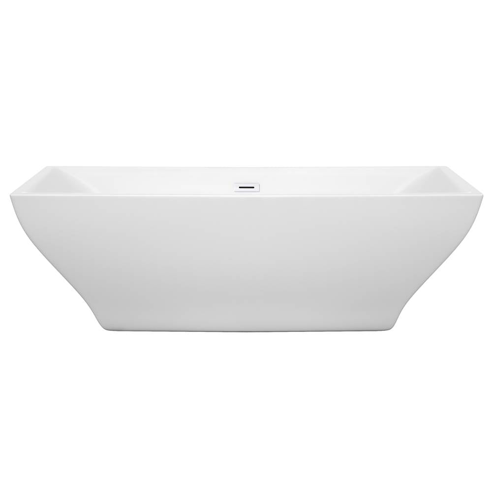 Maryam 71 Inch Freestanding Bathtub in White with Shiny White Drain and Overflow Trim