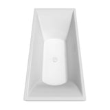 Maryam 71 Inch Freestanding Bathtub in White with Shiny White Trim and Floor Mounted Faucet in Brushed Gold