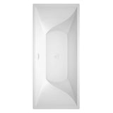 Maryam 71 Inch Freestanding Bathtub in White with Shiny White Trim and Floor Mounted Faucet in Matte Black