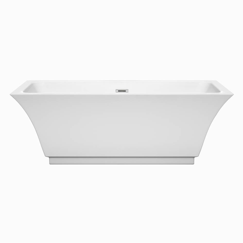 Galina 67 Inch Freestanding Bathtub in White with Polished Chrome Drain and Overflow Trim