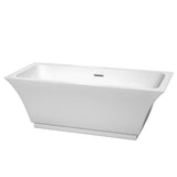 Wyndham Collection - Galina 67 Inch Freestanding Bathtub in White with Brushed Nickel Drain and Overflow Trim - White With Brushed Nickel
