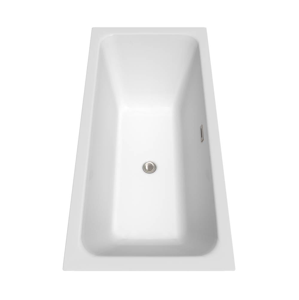 Galina 67 Inch Freestanding Bathtub in White with Polished Chrome Drain and Overflow Trim