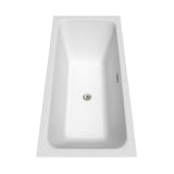 Galina 67 Inch Freestanding Bathtub in White with Floor Mounted Faucet, Drain and Overflow Trim in Brushed Nickel
