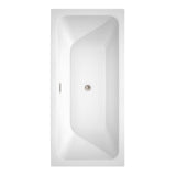 Galina 67 Inch Freestanding Bathtub in White with Floor Mounted Faucet, Drain and Overflow Trim in Brushed Nickel