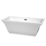 Wyndham Collection - Galina 67 Inch Freestanding Bathtub in White with Matte Black Drain and Overflow Trim