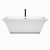 Galina 67 Inch Freestanding Bathtub in White with Polished Chrome Trim and Floor Mounted Faucet in Matte Black