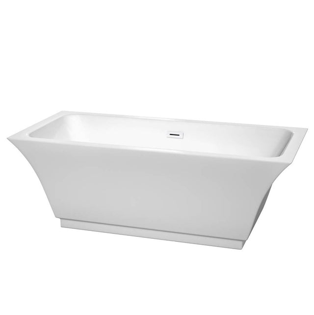 Wyndham Collection - Galina 67 Inch Freestanding Bathtub in White with Shiny White Drain and Overflow Trim
