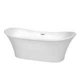Wyndham Collection - Bolera 71 Inch Freestanding Bathtub in White with Polished Chrome Drain and Overflow Trim - White With Polished Chrome
