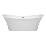 Bolera 71 Inch Freestanding Bathtub in White with Polished Chrome Drain and Overflow Trim