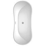 Bolera 71 Inch Freestanding Bathtub in White with Polished Chrome Trim and Floor Mounted Faucet in Matte Black