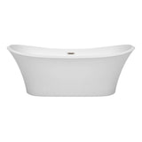 Bolera 71 Inch Freestanding Bathtub in White with Polished Chrome Drain and Overflow Trim