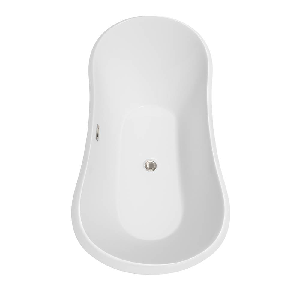 Bolera 71 Inch Freestanding Bathtub in White with Polished Chrome Drain and Overflow Trim