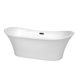 Wyndham Collection - Bolera 71 Inch Freestanding Bathtub in White with Matte Black Drain and Overflow Trim