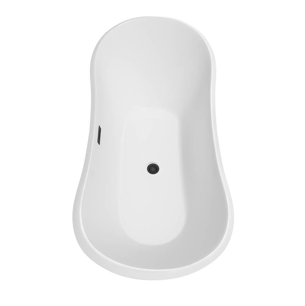 Bolera 71 Inch Freestanding Bathtub in White with Matte Black Drain and Overflow Trim