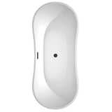 Bolera 71 Inch Freestanding Bathtub in White with Matte Black Drain and Overflow Trim