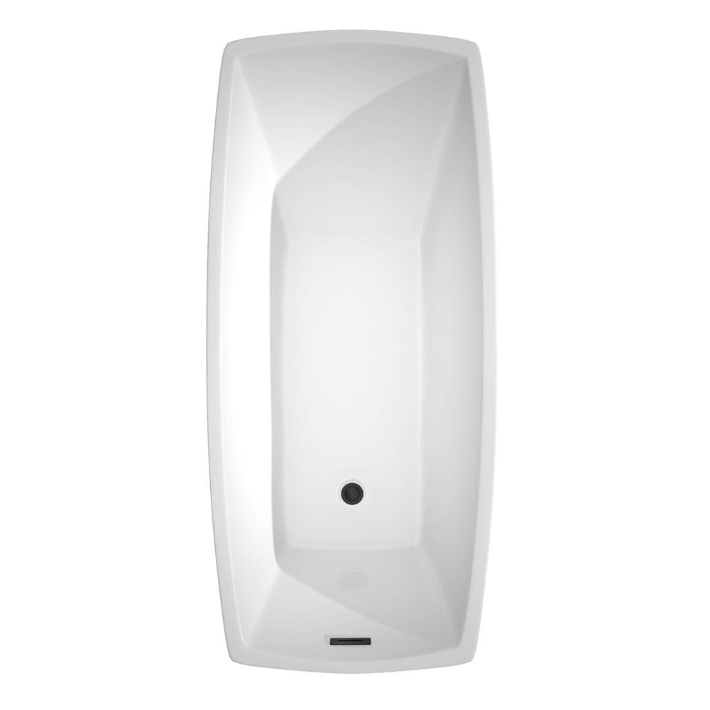 Antigua 67 Inch Freestanding Bathtub in White with Matte Black Drain and Overflow Trim