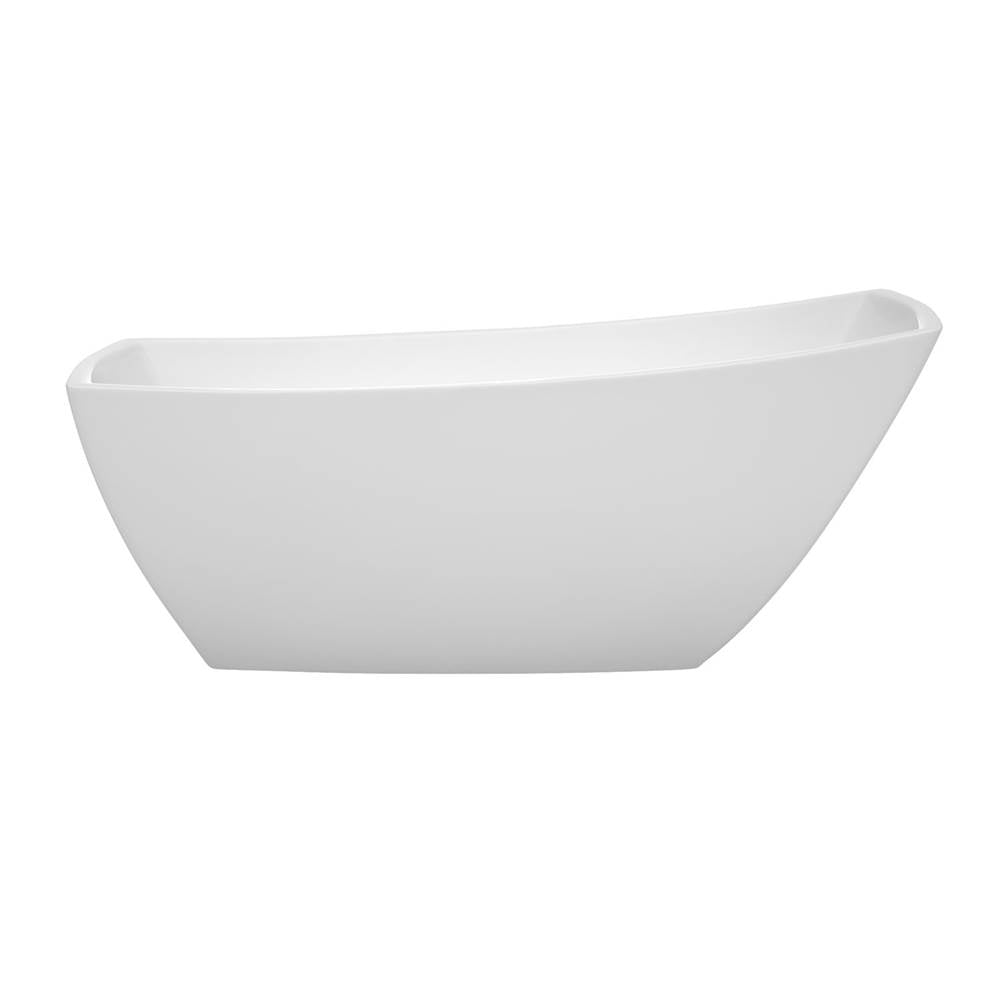 Antigua 67 Inch Freestanding Bathtub in White with Shiny White Drain and Overflow Trim
