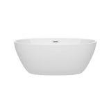 Juno 59 Inch Freestanding Bathtub in White with Polished Chrome Drain and Overflow Trim