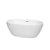 Wyndham Collection - Juno 59 Inch Freestanding Bathtub in White with Brushed Nickel Drain and Overflow Trim - White With Brushed Nickel