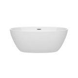 Juno 59 Inch Freestanding Bathtub in White with Polished Chrome Drain and Overflow Trim
