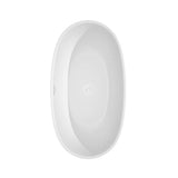 Juno 59 Inch Freestanding Bathtub in White with Shiny White Drain and Overflow Trim