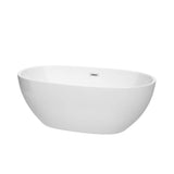 Wyndham Collection - Juno 63 Inch Freestanding Bathtub in White with Polished Chrome Drain and Overflow Trim - White With Polished Chrome