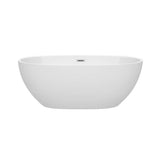 Juno 63 Inch Freestanding Bathtub in White with Polished Chrome Drain and Overflow Trim