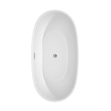 Juno 63 Inch Freestanding Bathtub in White with Polished Chrome Trim and Floor Mounted Faucet in Brushed Gold