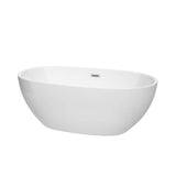 Wyndham Collection - Juno 63 Inch Freestanding Bathtub in White with Brushed Nickel Drain and Overflow Trim - White With Brushed Nickel