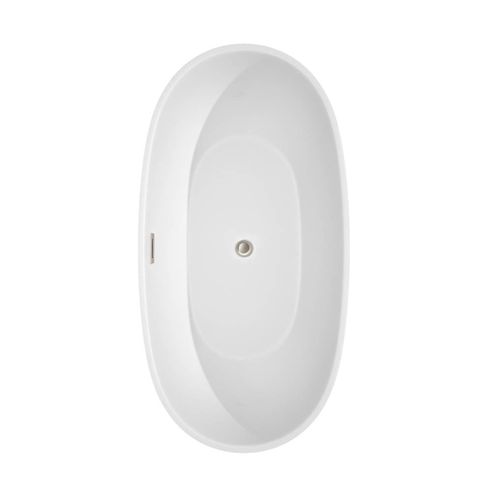 Juno 63 Inch Freestanding Bathtub in White with Polished Chrome Drain and Overflow Trim
