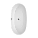Juno 63 Inch Freestanding Bathtub in White with Matte Black Drain and Overflow Trim