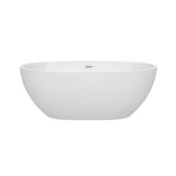 Juno 63 Inch Freestanding Bathtub in White with Shiny White Drain and Overflow Trim