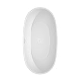 Juno 63 Inch Freestanding Bathtub in White with Shiny White Trim and Floor Mounted Faucet in Matte Black