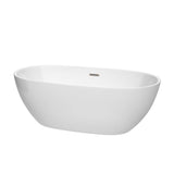 Wyndham Collection - Juno 67 Inch Freestanding Bathtub in White with Brushed Nickel Drain and Overflow Trim - White With Brushed Nickel