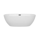 Juno 67 Inch Freestanding Bathtub in White with Matte Black Drain and Overflow Trim