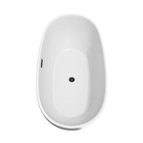 Juno 67 Inch Freestanding Bathtub in White with Matte Black Drain and Overflow Trim
