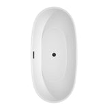 Juno 67 Inch Freestanding Bathtub in White with Matte Black Drain and Overflow Trim