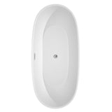 Juno 71 Inch Freestanding Bathtub in White with Polished Chrome Drain and Overflow Trim