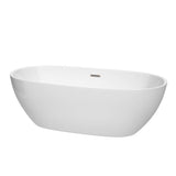 Wyndham Collection - Juno 71 Inch Freestanding Bathtub in White with Brushed Nickel Drain and Overflow Trim - White With Brushed Nickel