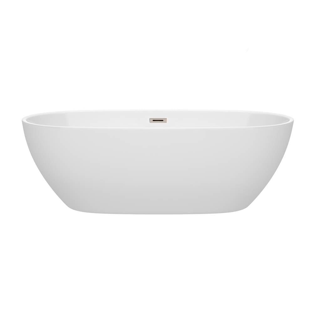 Juno 71 Inch Freestanding Bathtub in White with Polished Chrome Drain and Overflow Trim