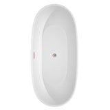 Juno 71 Inch Freestanding Bathtub in White with Floor Mounted Faucet, Drain and Overflow Trim in Brushed Nickel