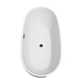 Juno 71 Inch Freestanding Bathtub in White with Matte Black Drain and Overflow Trim