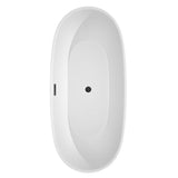 Juno 71 Inch Freestanding Bathtub in White with Matte Black Drain and Overflow Trim