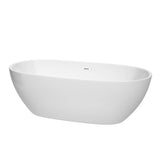 Wyndham Collection - Juno 71 Inch Freestanding Bathtub in White with Shiny White Drain and Overflow Trim