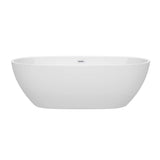 Juno 71 Inch Freestanding Bathtub in White with Shiny White Drain and Overflow Trim