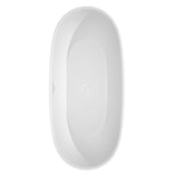 Juno 71 Inch Freestanding Bathtub in White with Shiny White Trim and Floor Mounted Faucet in Brushed Gold