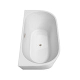 Callie 59 Inch Freestanding Bathtub in White with Floor Mounted Faucet, Drain and Overflow Trim in Brushed Nickel