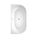 Callie 59 Inch Freestanding Bathtub in White with Floor Mounted Faucet, Drain and Overflow Trim in Brushed Nickel